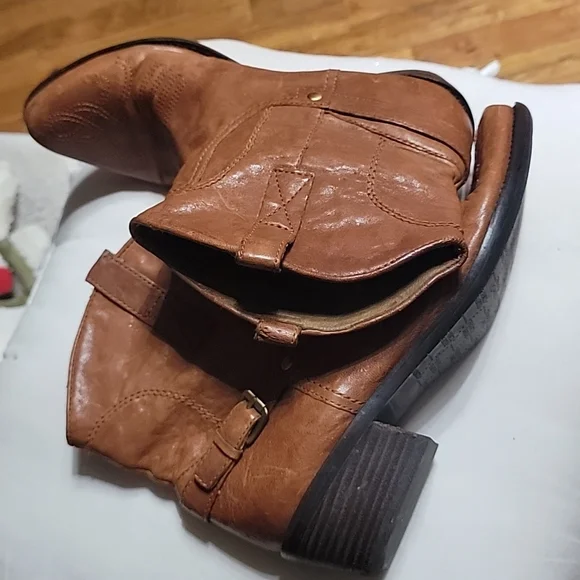 Franco Sarto women's waco brown leather upper western ankle boots booties 8.5 - Picture 10 of 11